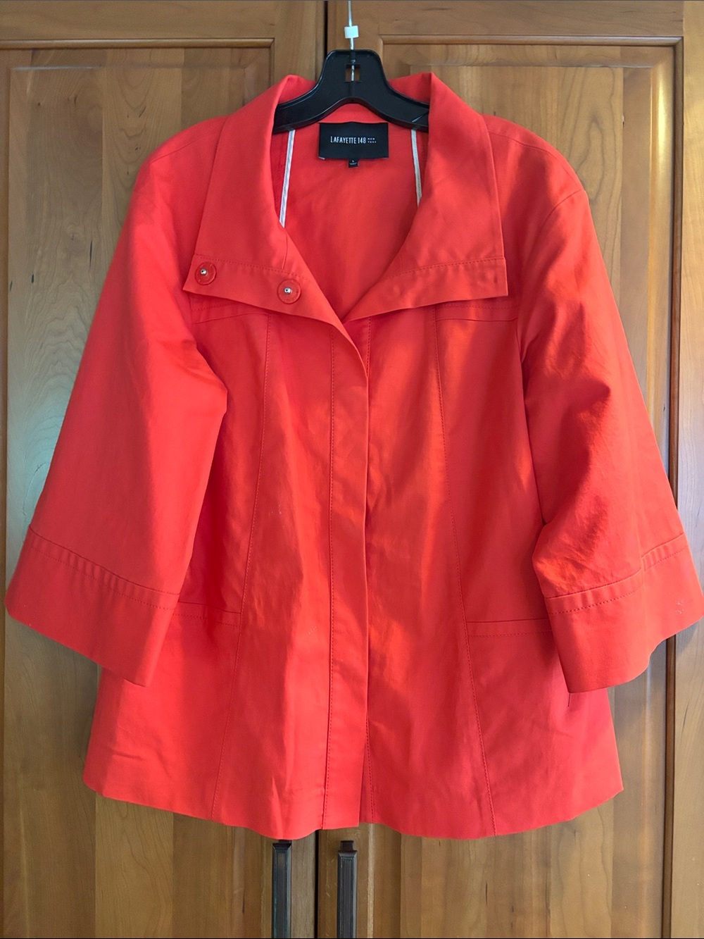 Lafayette 148 New York Bright Red Cropped Trench Coat